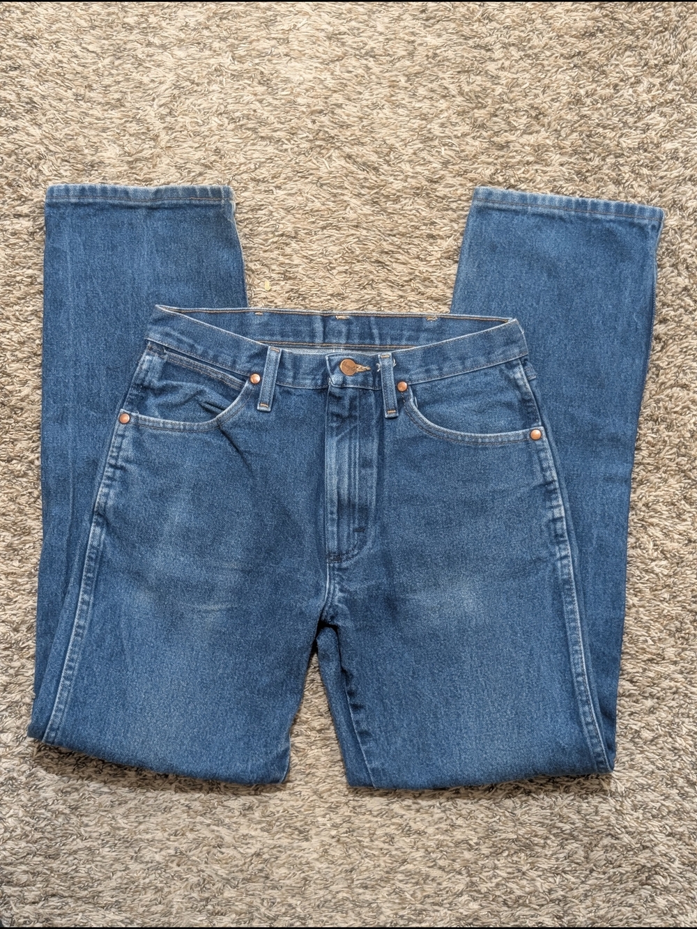 Wrangler Blue Denim Jeans  30x32 Men's 13awz Cowboy Cut A001 5 Pocket Button Zip - Picture 4 of 11